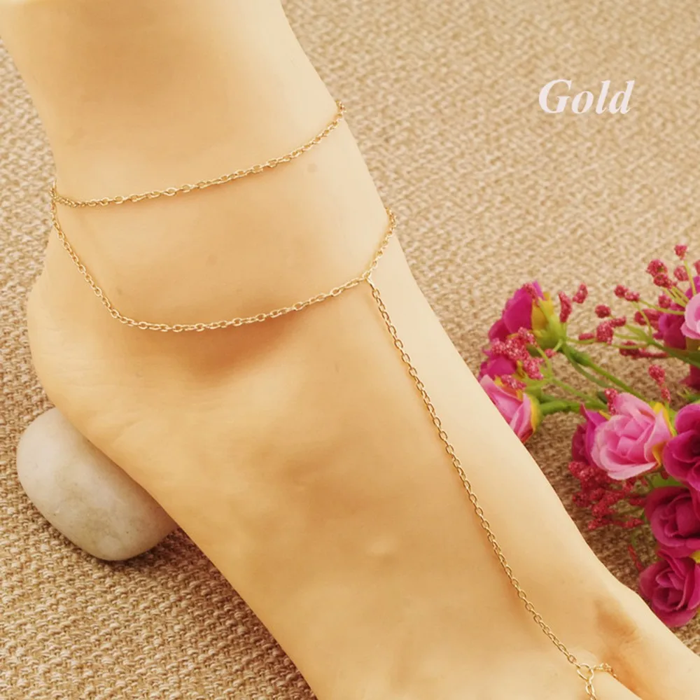 

Gold/Silver color Simple Foot Toe Chain Anklets Metal Ankle Bracelets for Women