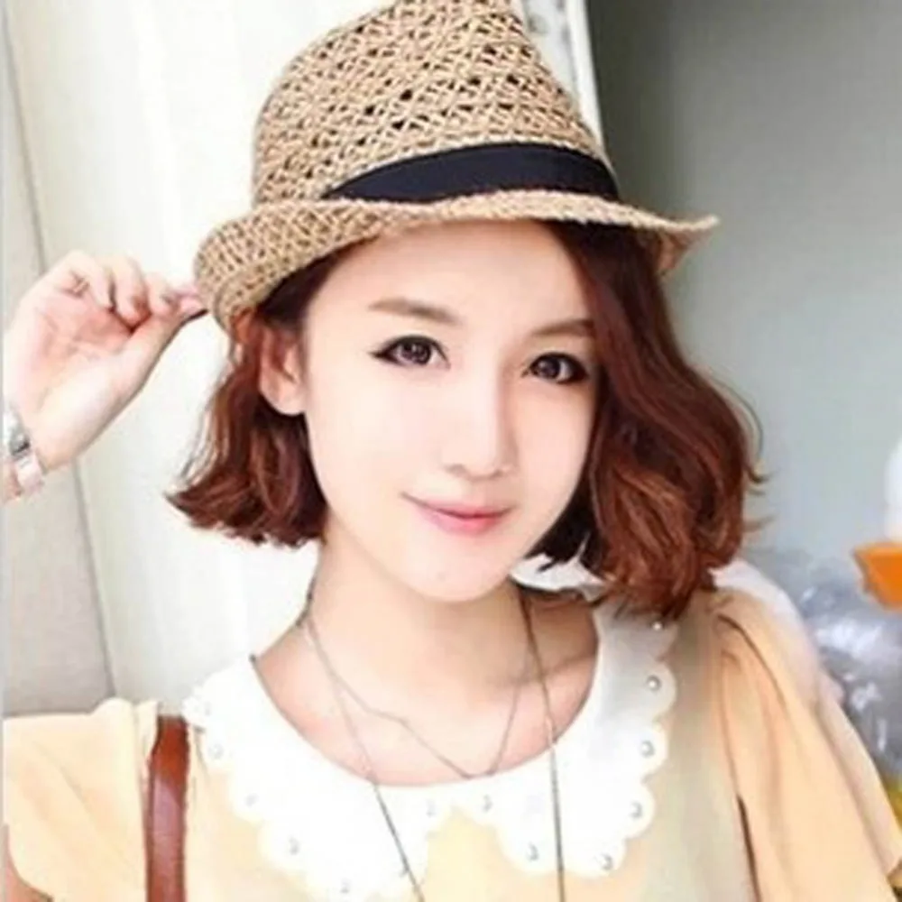 

Fashion Women Summer Hats Hollow Straw Hat Sun Hat Chapeu Feminino Crown Rolled Trim Beach Hat Head circumference 56-58cm New