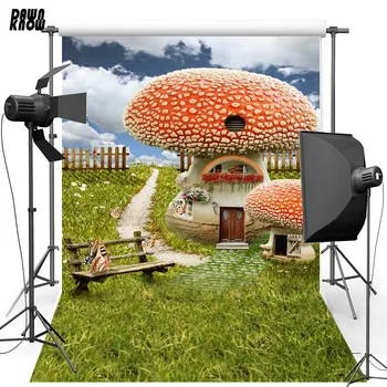 

DAWNKNOW Alice in Wonderland Mushroom Forest Vinyl Cloth Photography Backdrops Polyester Backgrounds For Photo Studio S1913