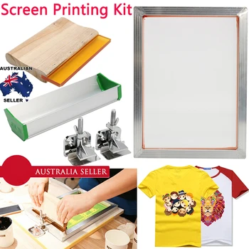 

5Pcs/Set Screen Printing Kit Aluminum Frame + Hinge Clamp + Emulsion Scoop Coater + Squeegee Screen Printing Tool Parts 2018 New