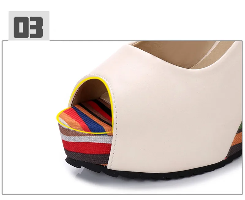 Women Sandals Colorful Striped Platform Wedges Shoes for Women High-Heeled Sexy Open Toe Ladies Shoes Comfortable Slip On Pumps (31)
