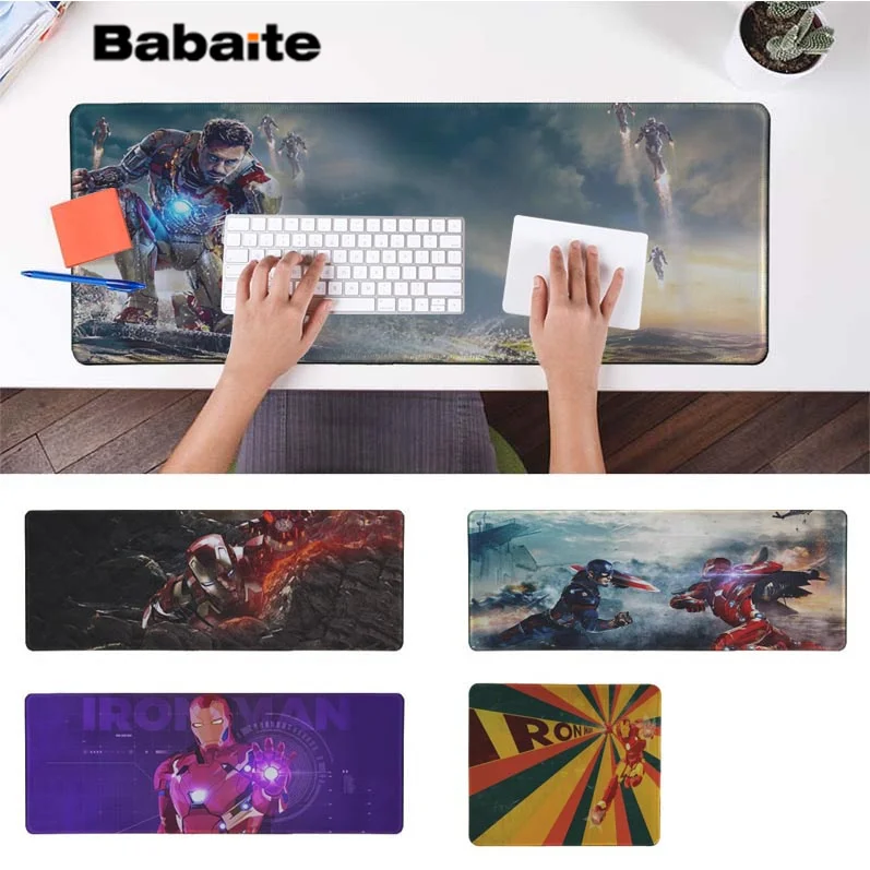 

Babaite New Design Iron Man Gaming Player desk laptop Rubber Mouse Mat Free Shipping Large Mouse Pad Keyboards Mat