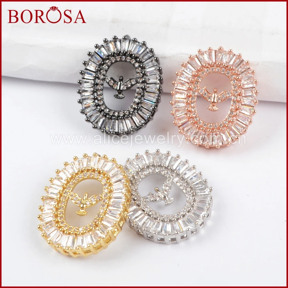BOROSA New Arrival Pave CZ Cubic Zircon Crystal Bead Oval Bird Charm for DIY Bracelet Making High Quality Drusy Jewelry WX825 | Украшения и
