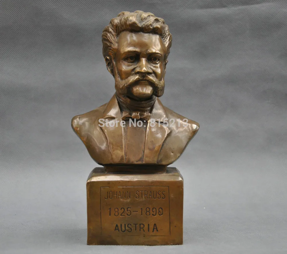 

bi0011715 8" Austria Great Musician Johann Strauss Bust Bronze Statue