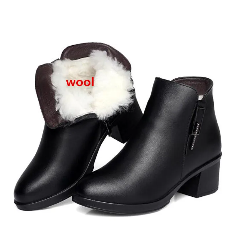 

ZXRYXGS Brand Boots Thick Heel Shoes Woman Warm Comfort Wool Snow Boots 2018 New Fashion Winter boots Real Leather Shoes Boots