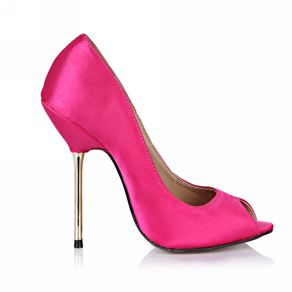 CHMILE CHAU/атласная пикантная обувь для вечеринок цвета слоновой кости женские туфли-лодочки с открытым носком на высоком тонком металлическом каблуке; zapatos mujer; большие размеры; 9,5; 3845-a5 - Цвет: Pink