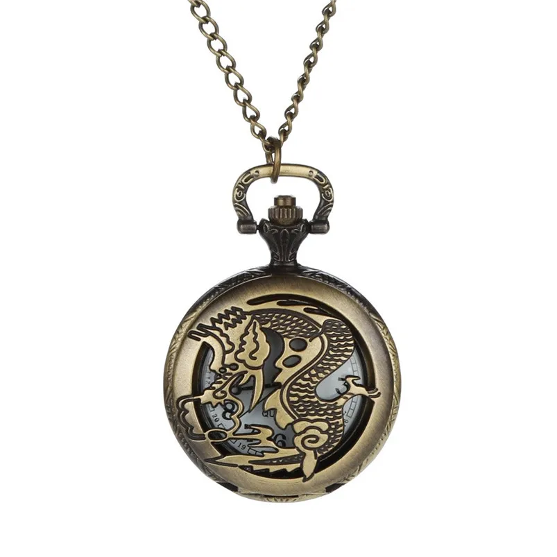 Men Bronze Pocket Watch Personalized Pattern Steampunk Vintage Quartz Roman Numerals Pocket Watches For Grandpa Dad D21 (12)