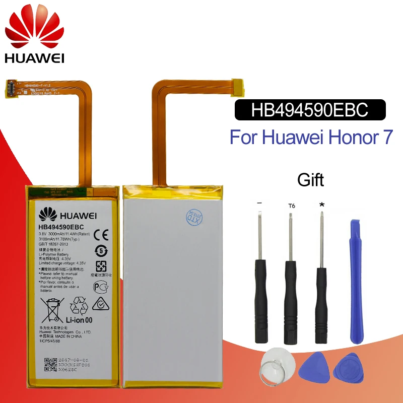 

Hua Wei Original Phone Battery HB494590EBC For Huawei Honor 7 Glory PLK-TL01H ATH-AL00 PLK-AL10 3000mAh