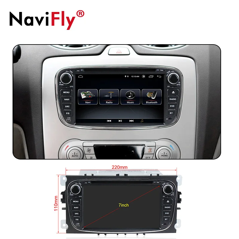 Cheap NaviFly Android 8.1 quad Core Car multimedia player for Ford focus/S-MAX/Mondeo/C-MAX/Galaxy car gps navigation navi 2 din 5