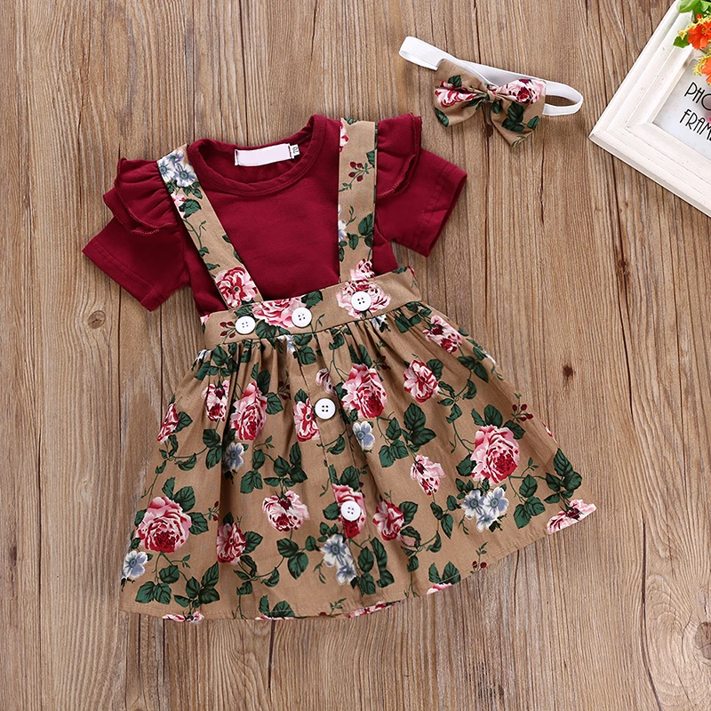 

Kid New Fashion Casual Summer Child Baby Cute Tops+Skirt Clothes Set