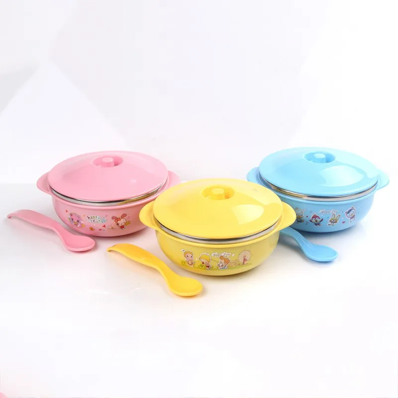 Baby bowl+spoon Feeding Food Tableware Solid color Kids Dishes Baby Eating Dinnerware Set Binaural handle insulated bowl Baby bowl+spoon Feeding Food Tableware Solid color Kids Dishes Baby Eating Dinnerware Set Binaural handle insulated bowl