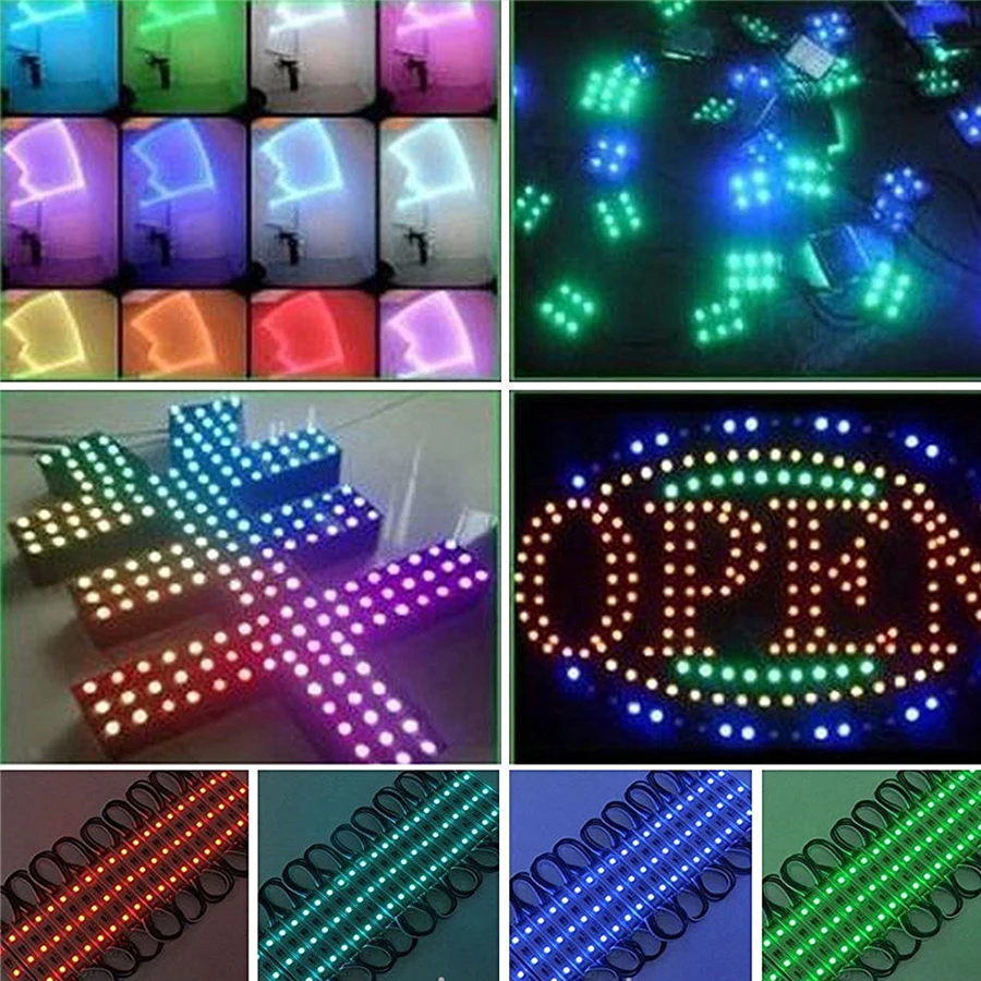 LED Module SMD 5050 3 LED DC12V Waterproof Advertising Sign Light Storefront Strip Lamp Modules Lights RGB Color= (50)