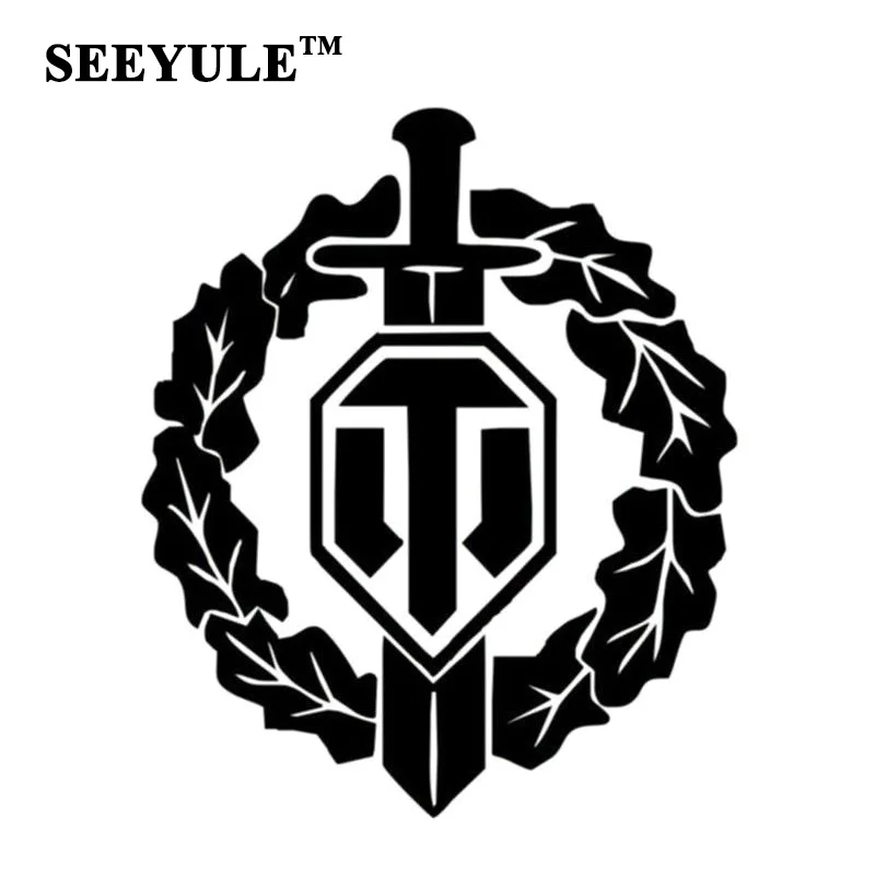 

1pc SEEYULE World of Tanks with Sword Leaves Emblem Label Decorative Car Sticker Military Tanks World Car Motorcycle Body Decals