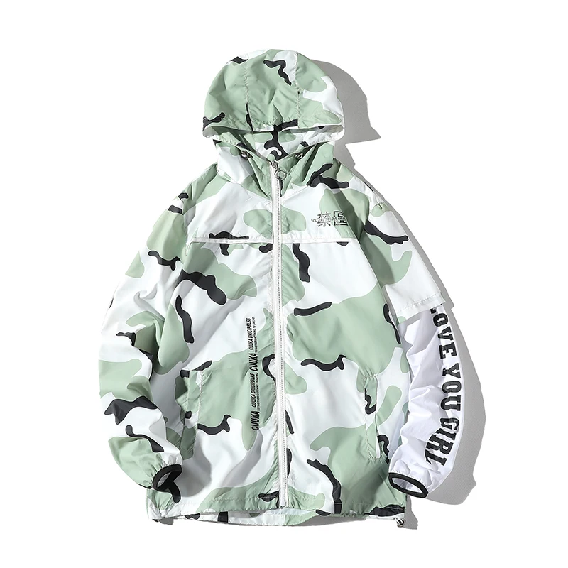 Camouflage Summer Casual Jacket Men Women Streetwear Hiphop Sun Windbreaker Jacket Men Fashion Plus Size Tracksuit Hoodie Jacket
