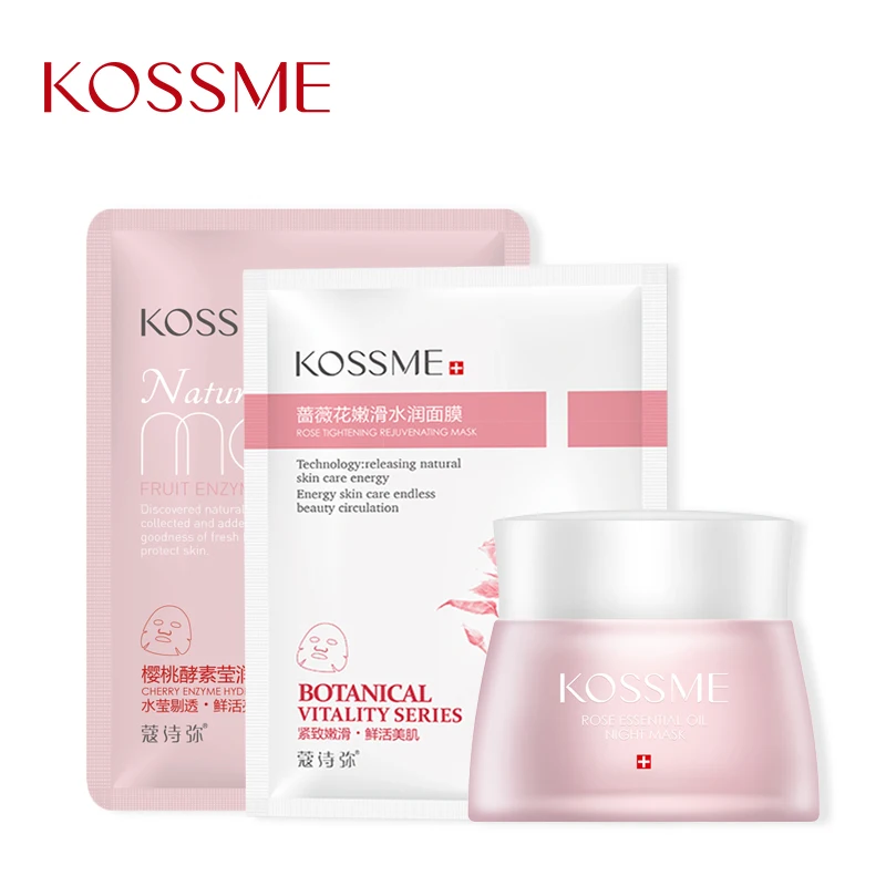 

KOSSME Treatment Mask 3Pcs Pink Facial Mask Set Releasing Natural Skin Energy Soothing Skin Pressure Masks & Essence Cream