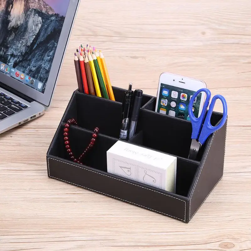 Leather Pencil Holders Stationery Holder Desk Holder Multi function ...