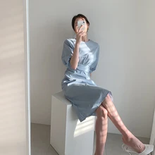 Летнее женское платье в Корейском стиле, приталенное платье до колена, офисное женское элегантное платье миди Vestidos