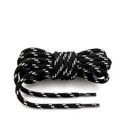 Durable Outdoor Round Shoelaces for Sport, Casual, and Hiking Footwear (Black white)