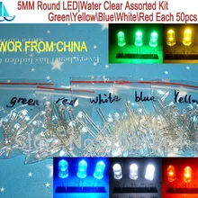 250 шт./лот)(светодиодный | Круглый 5 мм) 5 мм светодиодный ассортимент, ультра яркий, прозрачный, зеленый/желтый/синий/белый/красный, светоизлучающий диод