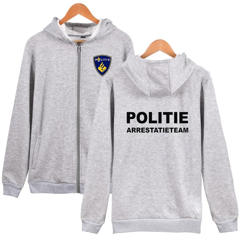 Netherlands Politie Police Print Fashion Men Women Zipper Hoodies Jackets Tracksuit Casual Long Sleeve Zip Up Hooded Sweatshirts
