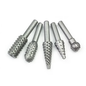 

5pcs Woodworking rasp chisel shaped rotating embossed grinding head engraving pattern cutter milling hss Power Tools wood drill
