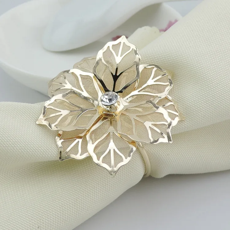 

6PCS metal stainless steel napkin ring flower delicate napkin ring