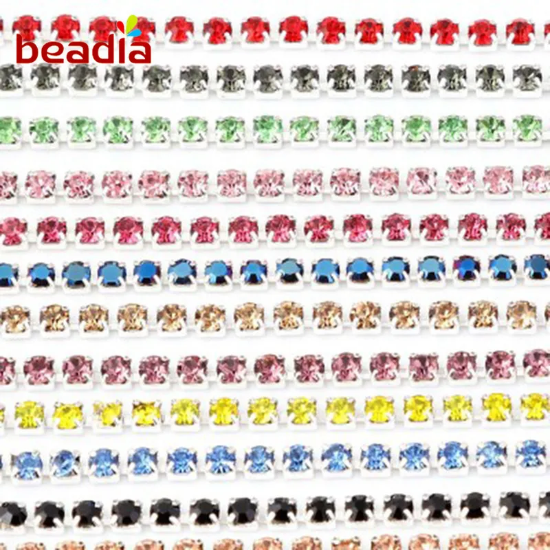 

10M New Mutilcolor Crystals Rhinestone Cup Chain For Clothing Glue on Trim Accessories SS6.5 2MM SS8.5 2.5MM SS10 2.8MM SS12 3MM