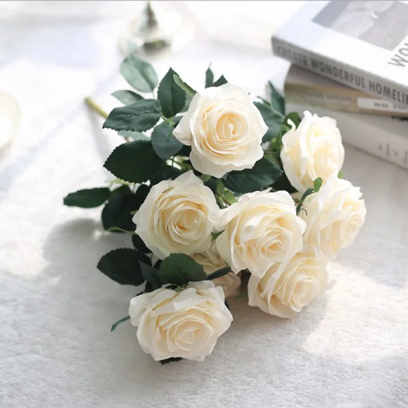 

Simulation Artificial Flower Fake Rose 10 Heads Home Wedding Party Decoration KM88