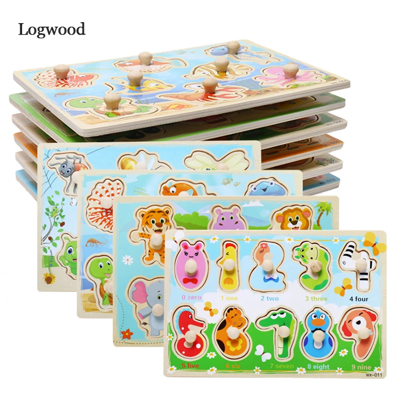 

Wooden Puzzle Cartoon Vehicle Marine Animal Puzzle Jigsaw Board Montessori Puzzle Cognitive Card Toy for Children