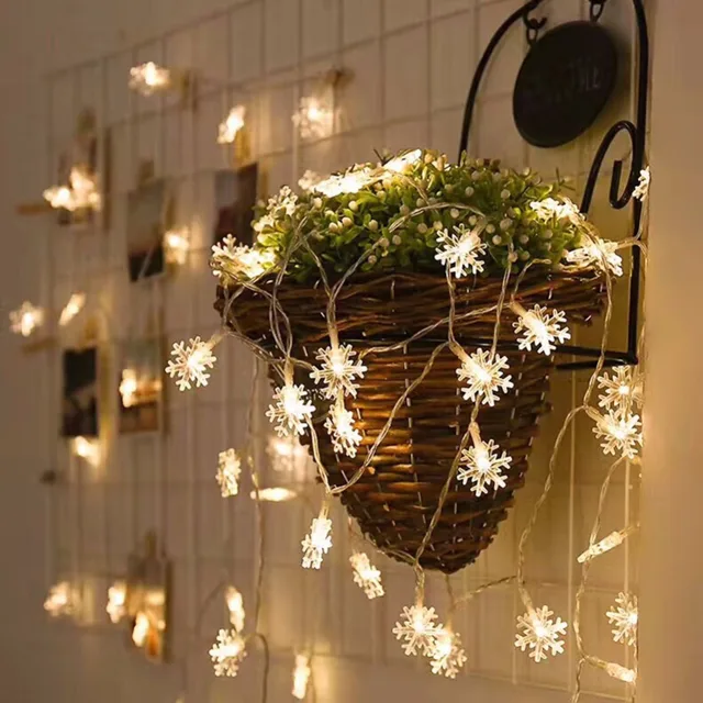 20 led lantern sky star light small snowflake string battery christmas tree lantern lights