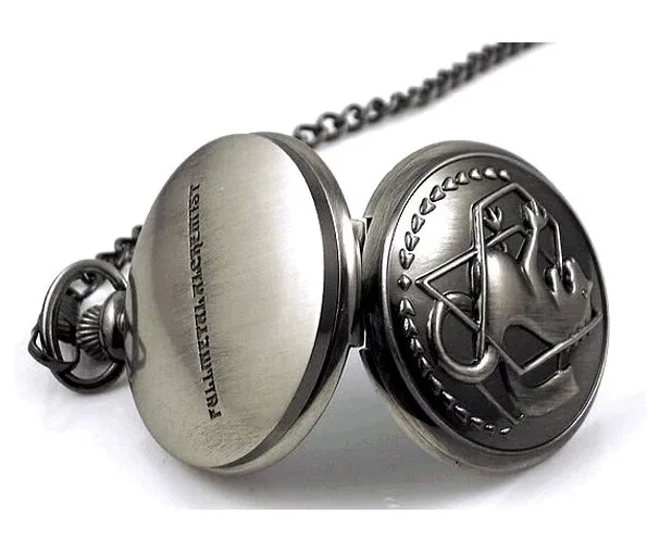Горячая полностью металлические алхимик карманные часы Винтаж стимпанк ожерелье кулон кварцевые часы Подарки для мужчин женщин детский подарок