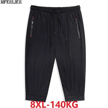 

summer men sports sweatpants Shorts streetwear shorts plus size big 6XL 7XL 8XL loose Ice silk shorts Breathable elasticity 50