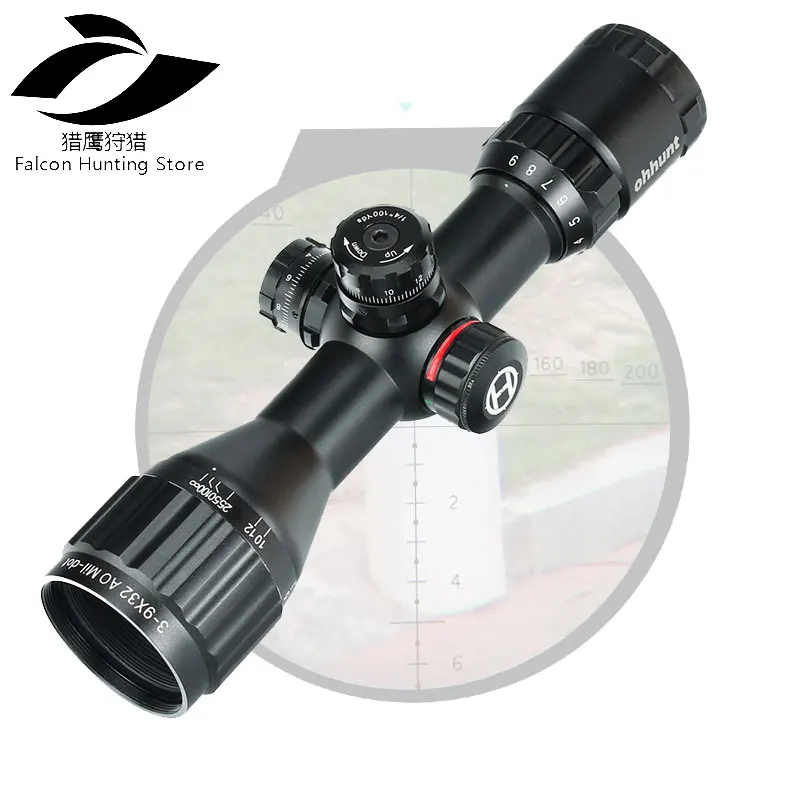 

Tactical Rifle Scope 3-9x32 AO Compact 1/2 Half Mil Dot Reticle Riflescopes Turrets Locking with Sun Shade