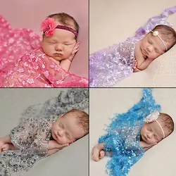 Новорожденных Для маленьких мальчиков Обувь для девочек Кружево кисточкой фотографии шарф Стёганое одеяло наряд для фотосессий