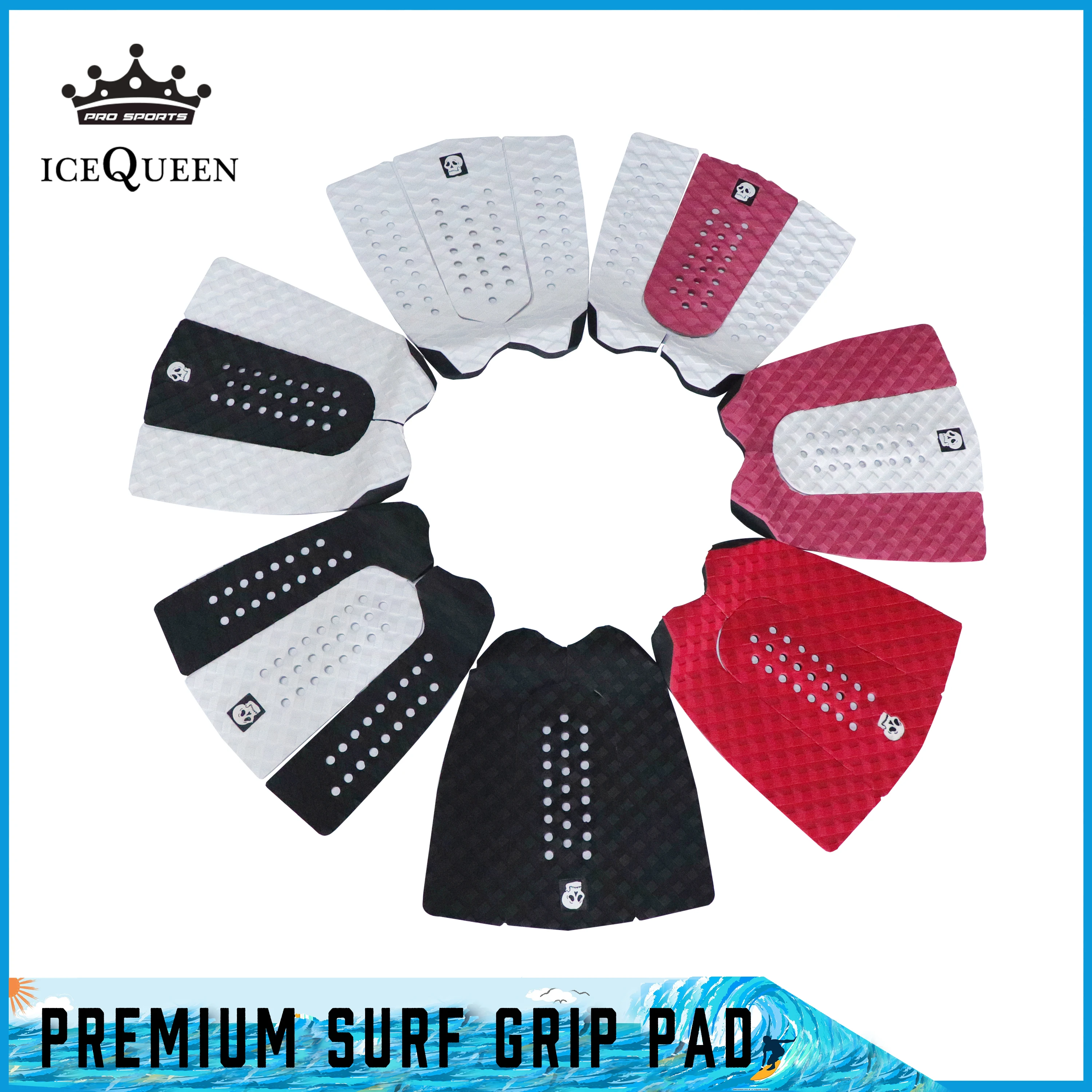 

Free shipping Traction Pad - 3 Piece Stomp Pad for Surfing and Skimboard with the Stickiest 3M Adhesive Grips All Boards