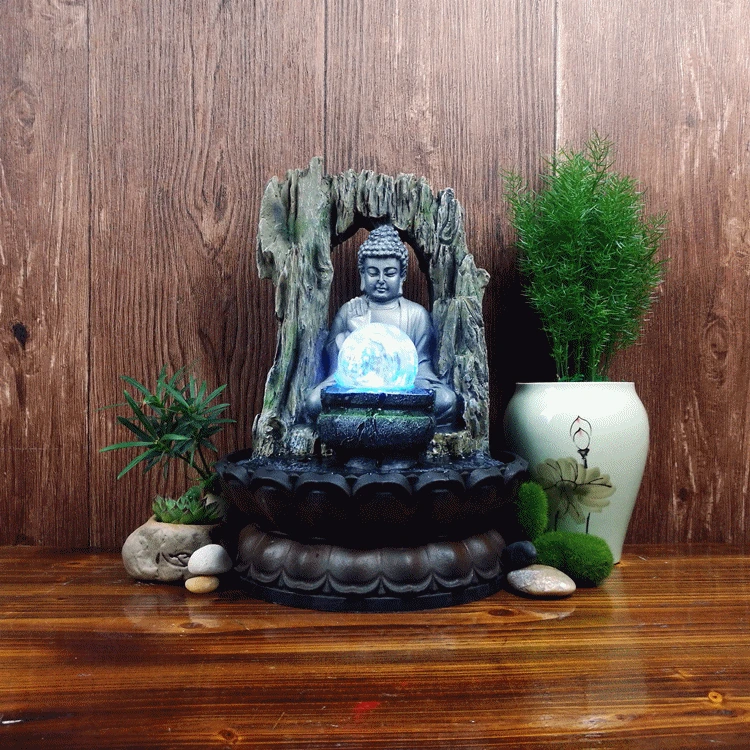 

Southeast Asia Creative Fountain Water Ornaments Home Decorations Resin Buddha Lucky Wind Water Ball Crafts Exquisite Gifts