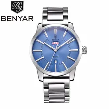 Benyar кварцевые повседневные часы из нержавеющей стали Мужские Подарочные Роскошные, спортивные и фирменные Бизнес водонепроницаемые наручные часы Montre Homme Relojes