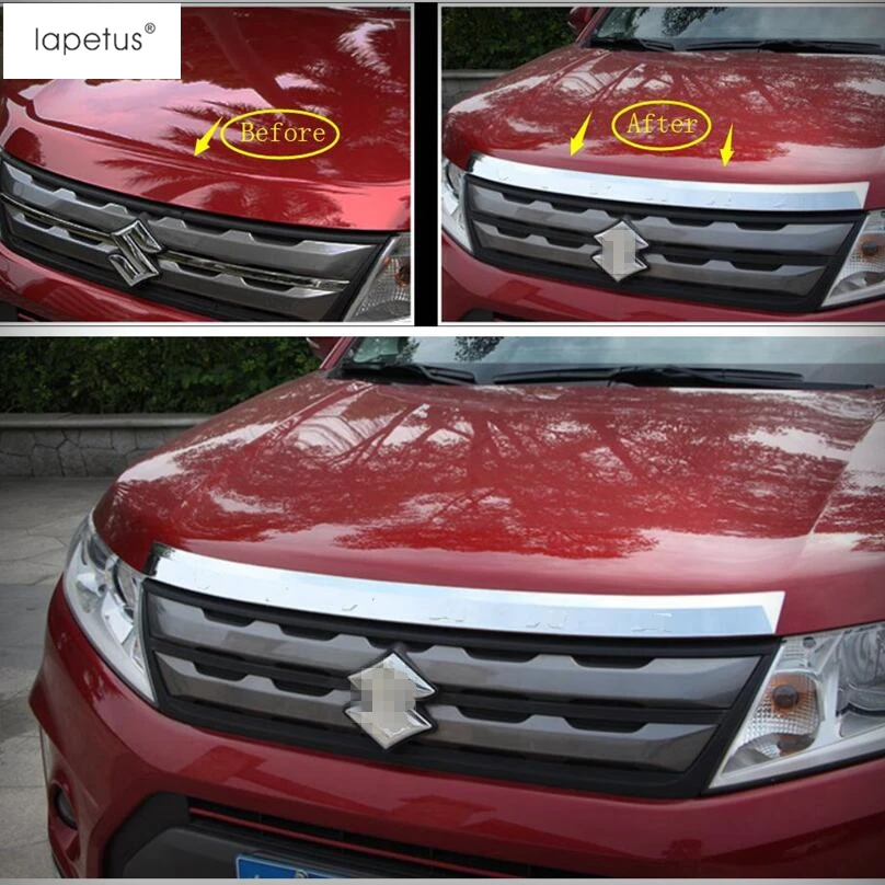 

Lapetus Accessories For Suzuki Vitara 2015 - 2019 Front Engine Grille Hood + Rear Trunk Streamer Protector Molding Cover Trim