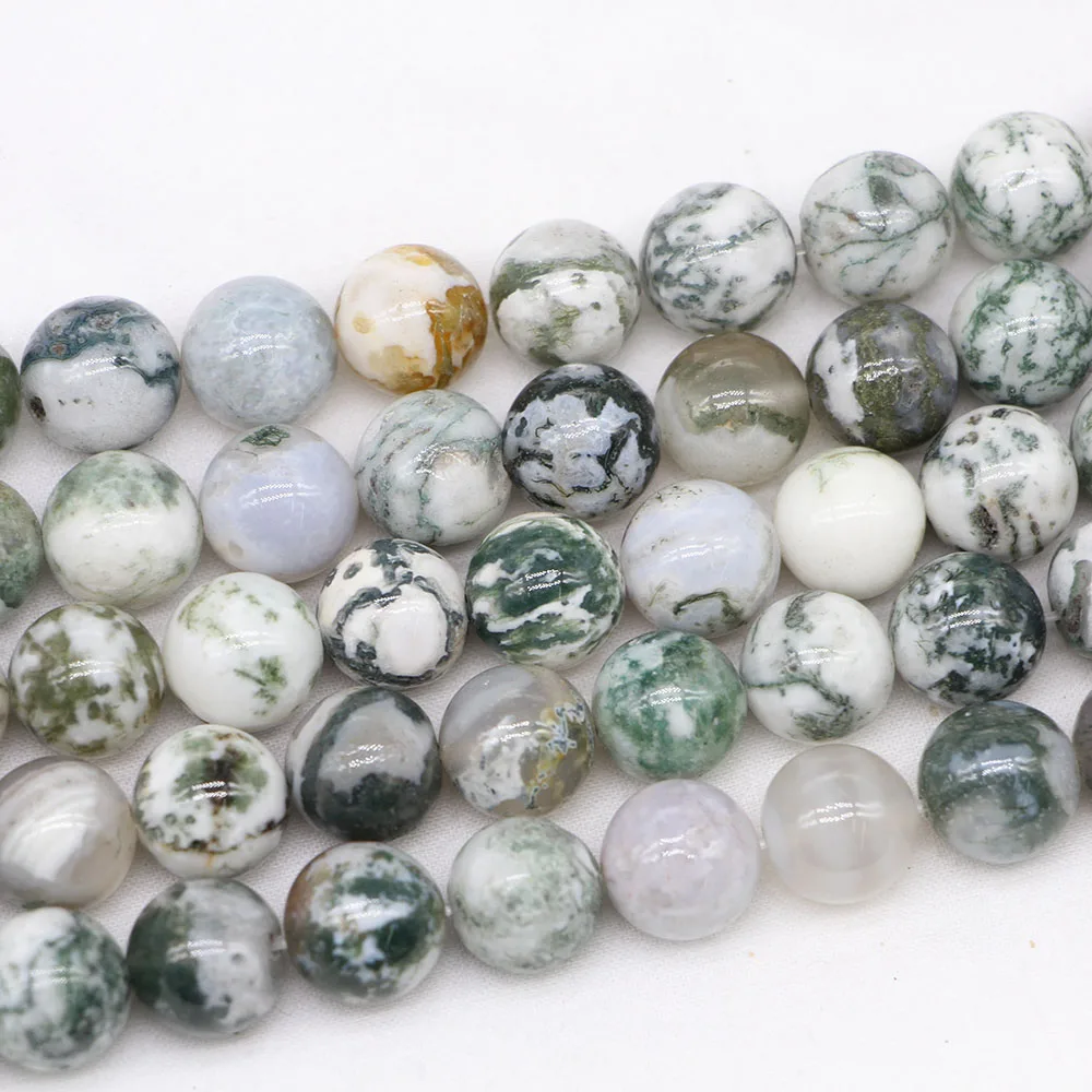 

1strand/lot Natural Stone Tree Agates Bead 4/6/8/10/12mm Pick Size Round Loose Spacer Beads For Jewelry Making DIY Bracelet Bead