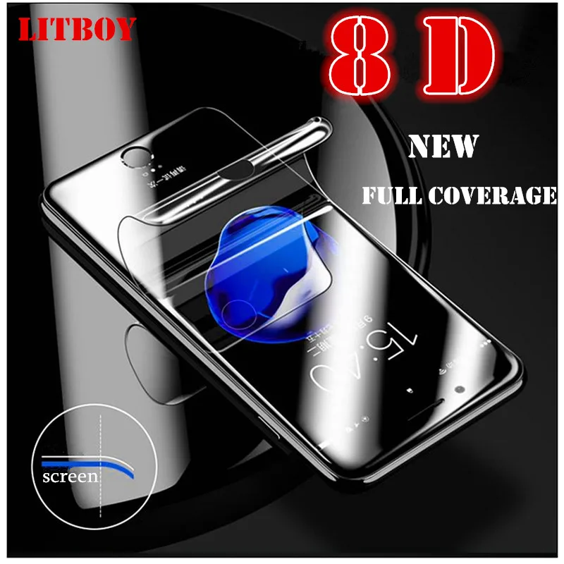 

LITBOY New 8D Full Cover Soft Hydrogel Film For iPhone 6 6S 7 8 Plus X Max Screen Protector For iPhone 7 8 5 5s Film Not Glass