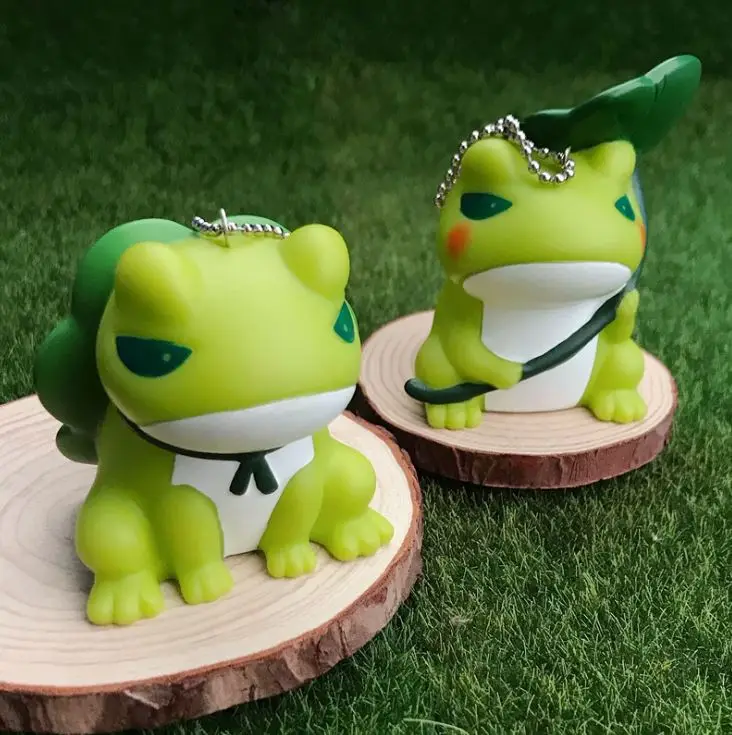GRACE MOMENTS Hot Sale Cartoon Vinyl Cute Frog Son Doll Keychain Key Ring HandBag Pendant Holder Accessories For Women Men | Украшения и