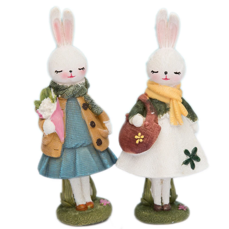 

Sweet Stylish Resin Rabbit Miniatures Miniatures Crafts Model Cute Animal Figure Ornament For Teenage Girl Bedroom Decor Gifts