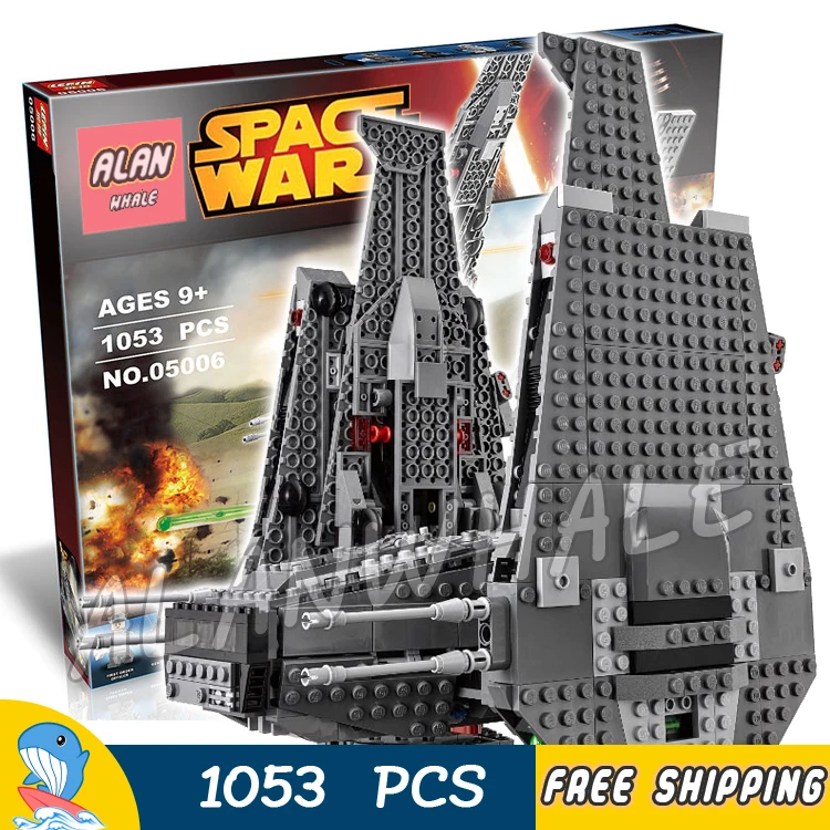 

1053pcs New Space Wars Kylo Rens Command Shuttle 05006 Spaceship Model Building Blocks Stormtrooper Toys Compatible With LegoING