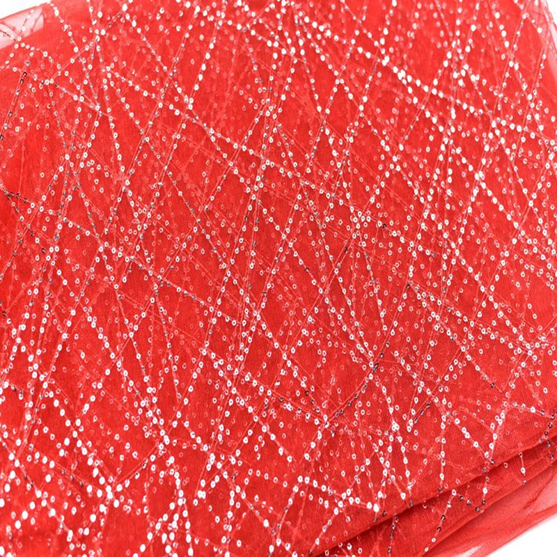 Ширина 150 см X 50 см блестящая сетчатая ткань из тюля с блестками для свадебного платья с вуалью юбка-пачка кружевная ткань ручной работы - Цвет: Красный