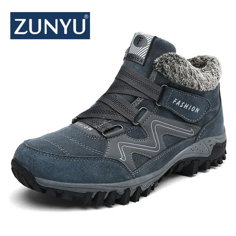 melhor ZUNYU Novos Homens Botas de Inverno Com Pelúcia Quente Botas de Neve Homens Inverno Botas de Trabalho Sapatos Casuais Homens Calçados de Moda Tornozelo botas 39 46