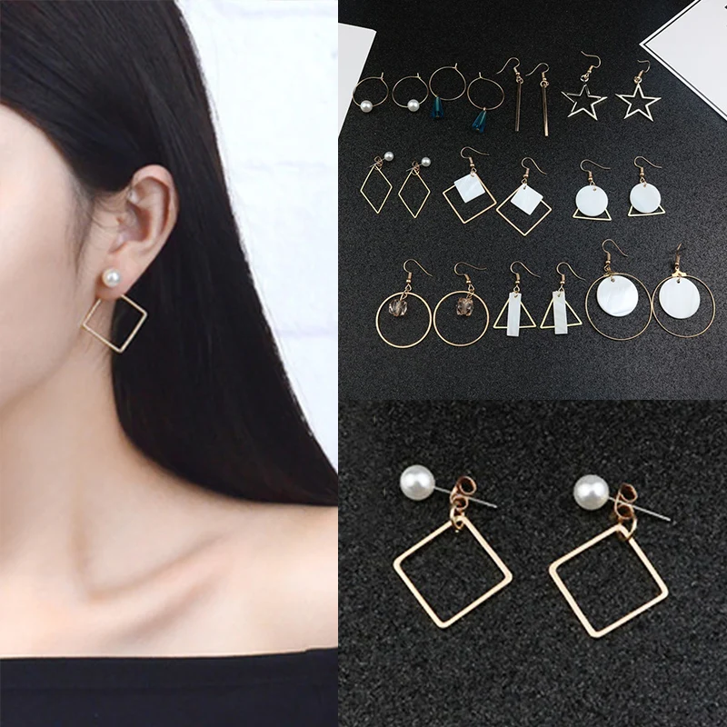 

1Pair Sale High Quality Elegant Alloy Crystal Heart Star Hollow Women Lady Girl Dangle Earrings Popular Jewery