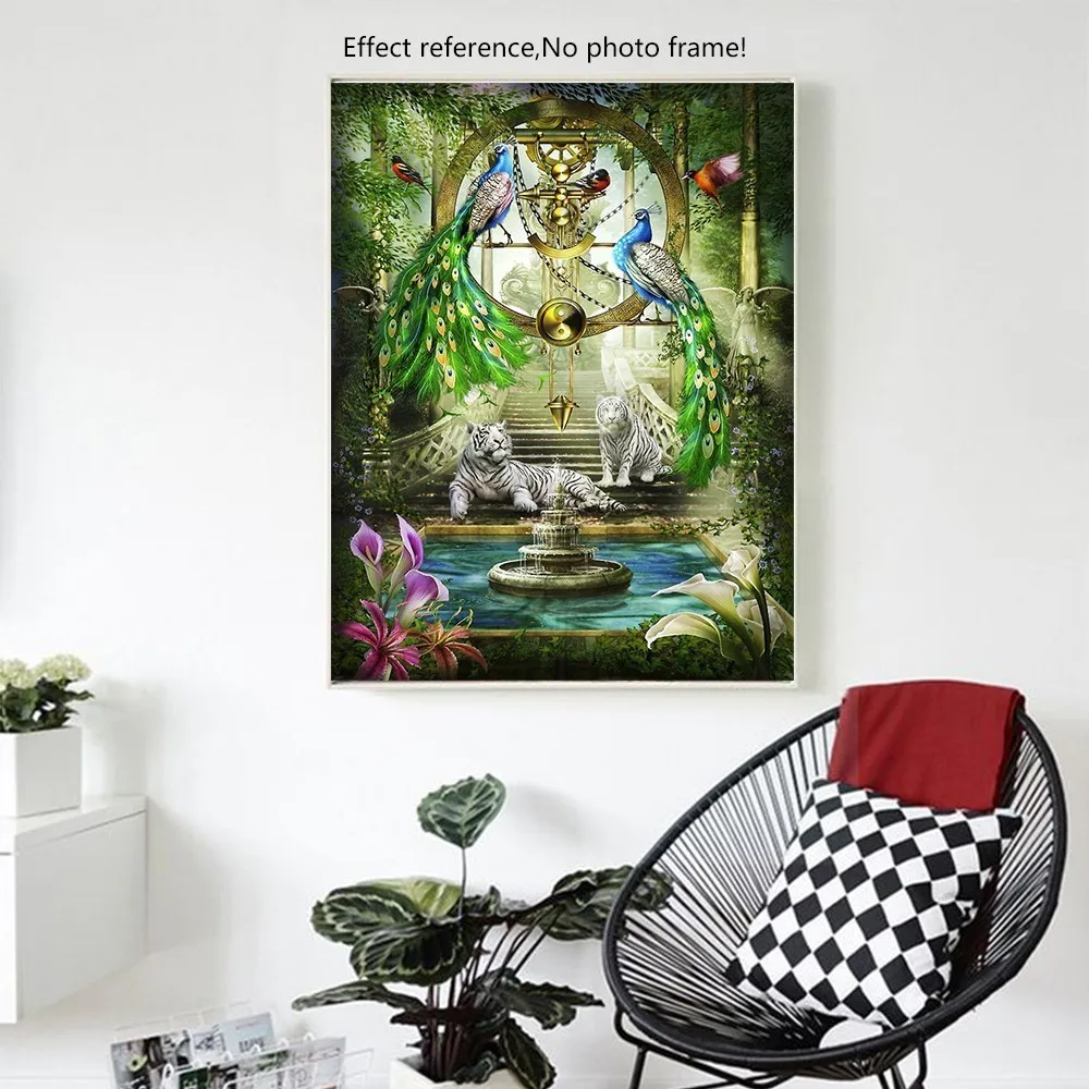 Алмазная живопись полная квадратная живописная Алмазная вышивка крестиком тигр птица Алмазная мозаика-павлин цветок Стразы хобби
