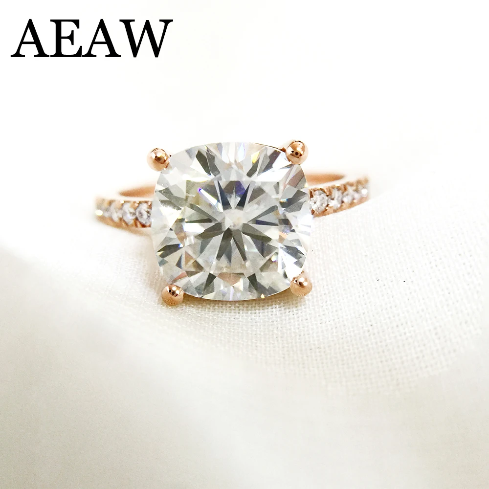 3,5 carat ct подушка Обручение и свадебных торжеств для синтетический бриллиант двойное кольцо Halo Кольцо подлинной 14 к 585 розовое золото 3,5 carat ct подушка Обручение и свадебных торжеств для синтетический бриллиант двойное кольцо Halo Кольцо подлинной 14 к 585 розовое золото