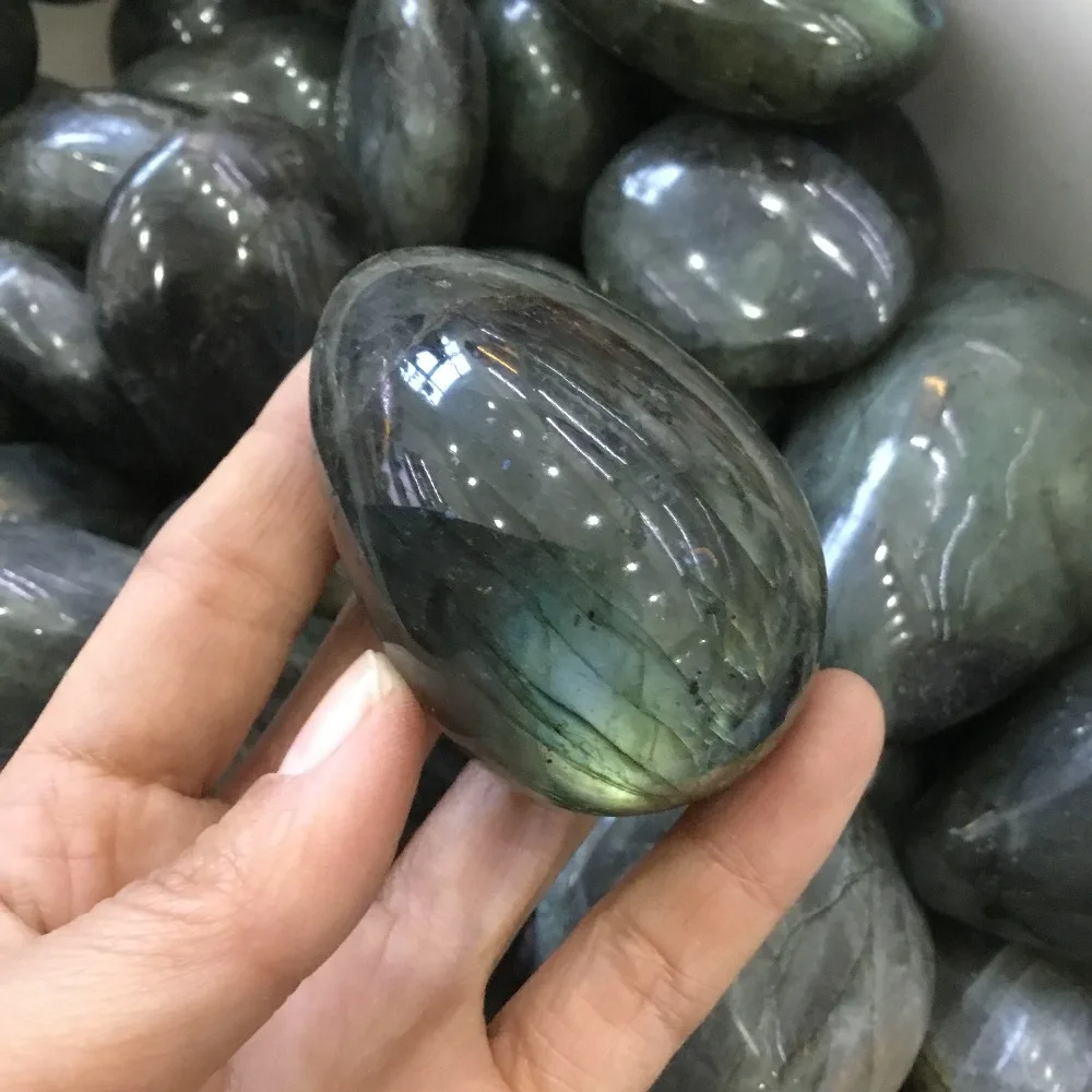 Природный Рок-кристалл яйца полированный Лабрадорит камень яйцо
