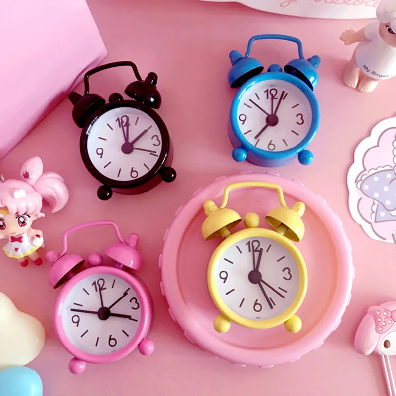 

Portable Solid Color Mini Cute Children'S Alarm Clock Simple Double Clock Digital Student Travel Desk Clock Home Decoration